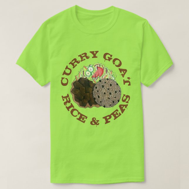 Curry Goat Rice and Peas Jamaican Caribbean Food T-Shirt (Design Front)