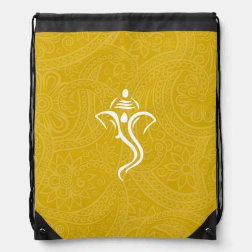 Curry Indian Swirl  Ganesha Drawstring Bag