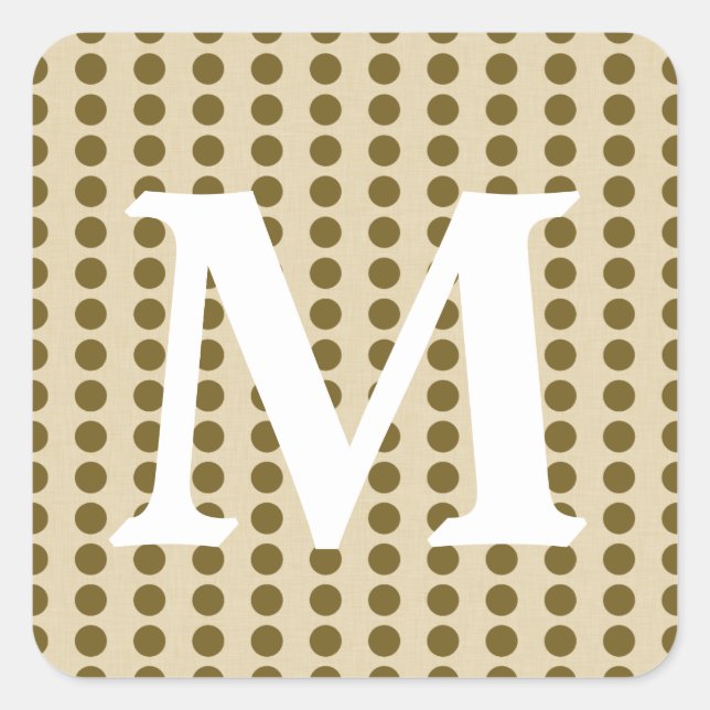 Curry Spice Moods Dots with Monogram Initial Square Sticker (Front)