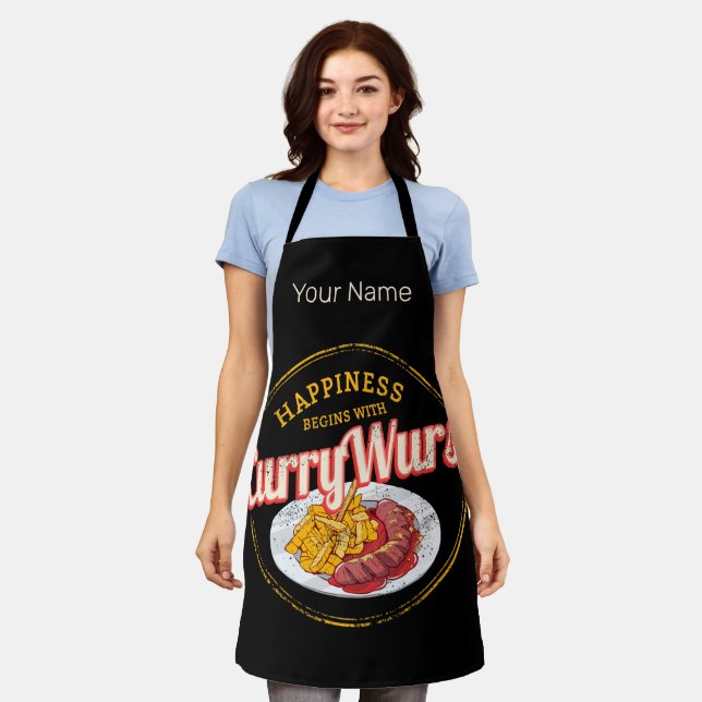 Currywurst Retro Sausage Vintage French Fries Apron (Worn)