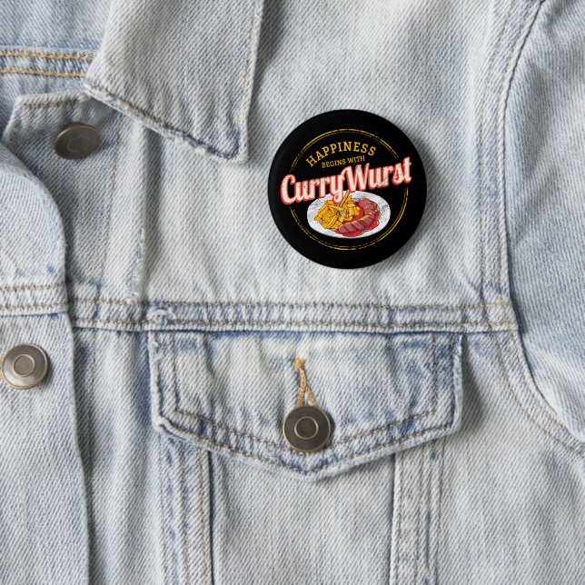 Currywurst Retro Sausage Vintage French Fries Button (In Situ)