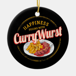Currywurst Retro Sausage Vintage French Fries Ceramic Ornament
