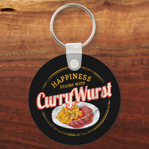 Currywurst Retro Sausage Vintage French Fries Keychain