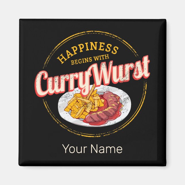 Currywurst Retro Sausage Vintage French Fries Magnet (Front)