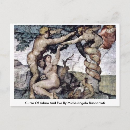 Curse Of Adam And Eve By Michelangelo Buonarroti Postcard