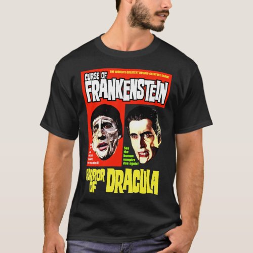 CURSE OF FRANKENSTEIN HORROR OF DRACULA Classic T_ T_Shirt