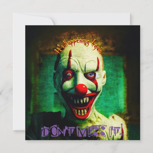 Cursed Carnival Clown Adult Halloween Party Invitation
