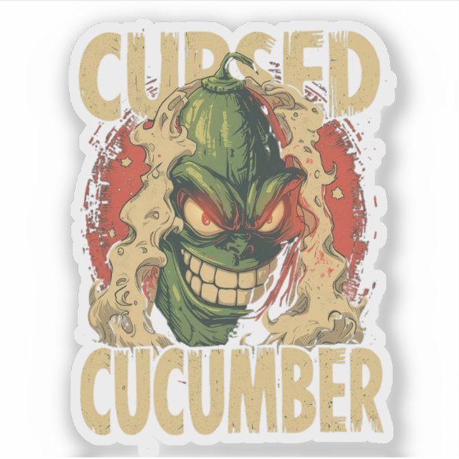 Cursed Cucumber Funny Halloween Cucumber Pun  Sticker (Front)