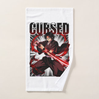 Cursed – Dark Anime Style Katana Warrior Graphic. Hand Towel