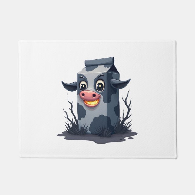 Cursed Milk Carton Cow Doormat (Front)