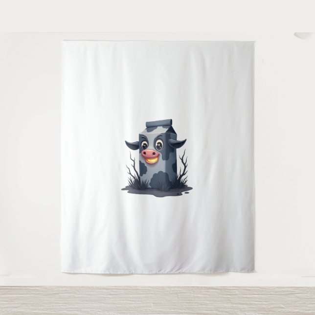 Cursed Milk Carton Cow Tapestry (Front)