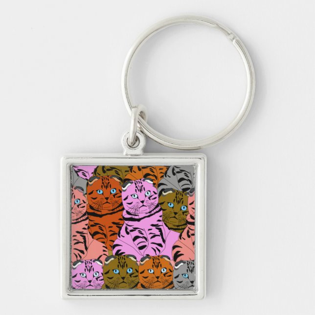 Cursed Pictures of Cats Animal Art Stupid Looking  Keychain (Front)