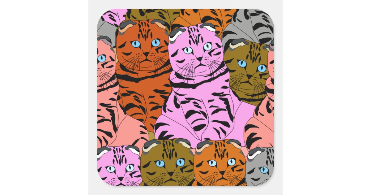 Cursed Pictures of Cats Animal Art Stupid Looking Square Sticker | Zazzle