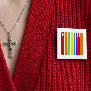 Cursillo Colorful Elongated Text Christian Faith Button