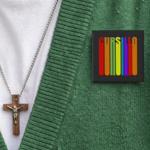 Cursillo Colorful Elongated Text Christian Faith Button