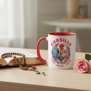 Cursillo Colorful Rooster Pray Reflect Grow Mug