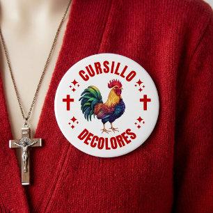 Cursillo Decolores Colorful Rooster with Crosses Button