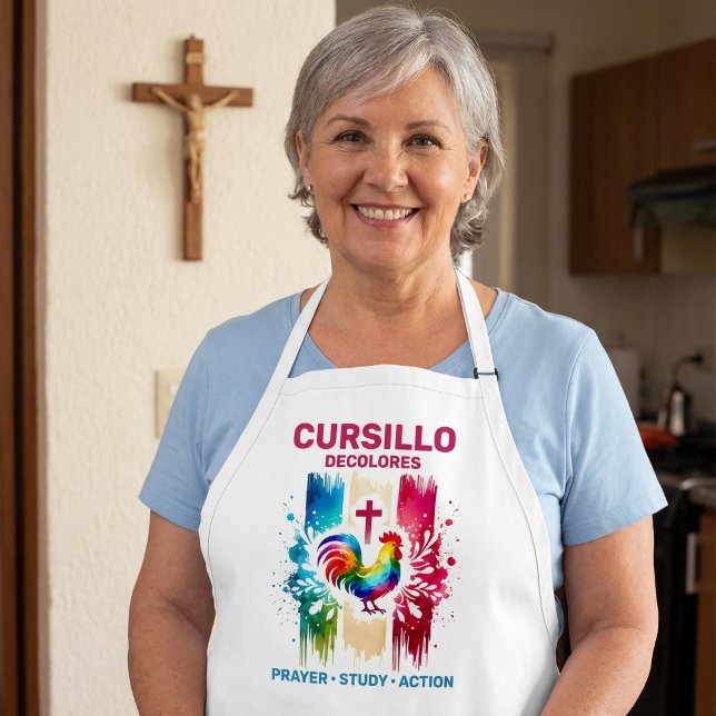 Cursillo DeColores Rooster & Cross Brush Strokes Apron (Creator Uploaded)