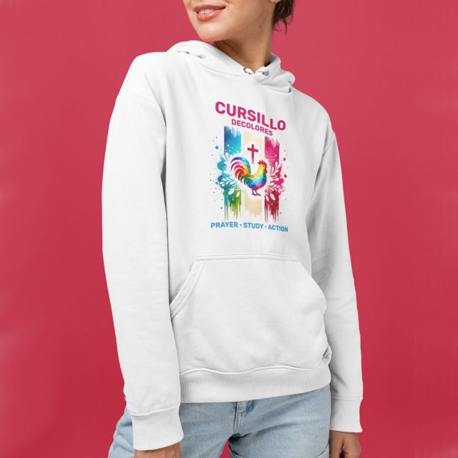 Cursillo DeColores Rooster & Cross Brush Strokes Hoodie (Creator Uploaded)