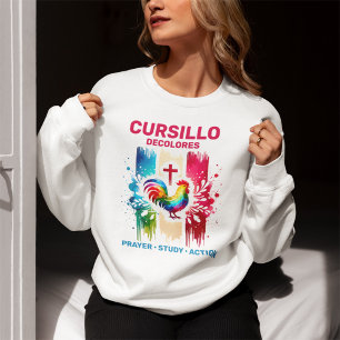 Cursillo DeColores Rooster & Cross Brush Strokes Sweatshirt