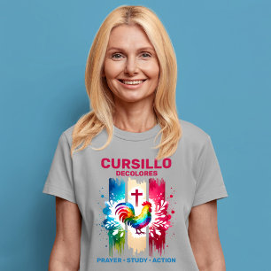 Cursillo DeColores Rooster & Cross Brush Strokes T-Shirt