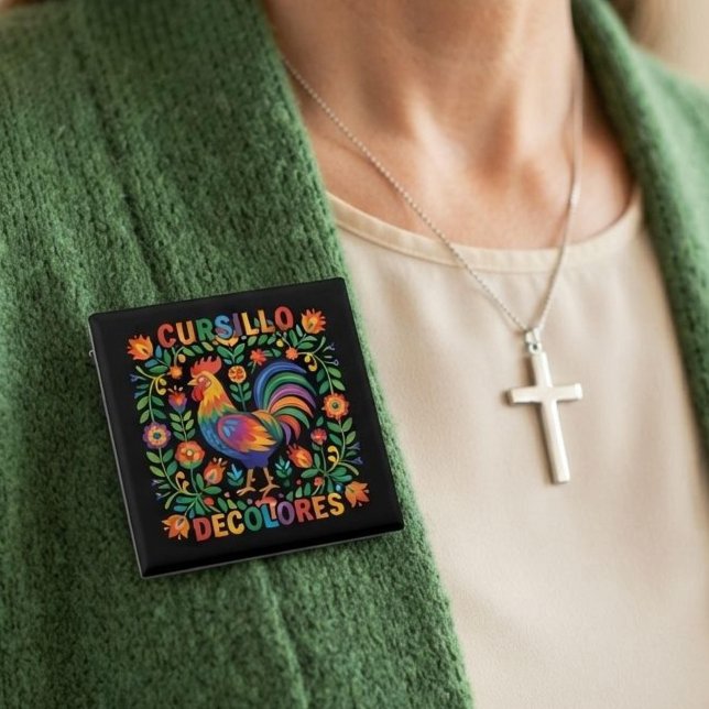 Cursillo DeColores Spanish Folk Art Rooster Button (Creator Uploaded)