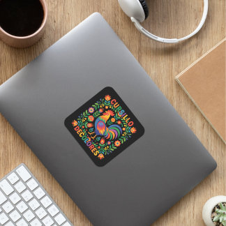 Cursillo DeColores Spanish Folk Art Rooster Square Sticker