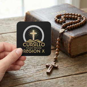 Cursillo Radiant Cross on Hill Diocese & Region Square Sticker