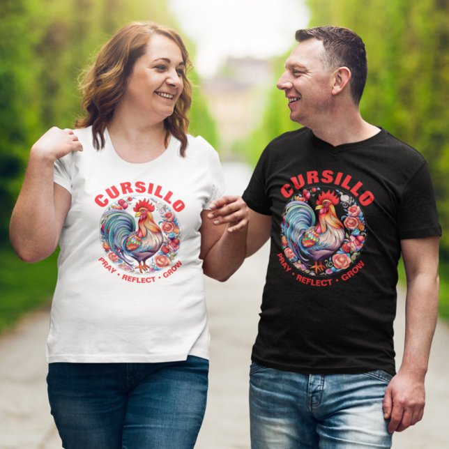 Cursillo Rooster with Roses Pray Reflect Grow T-Shirt (Creator Uploaded)