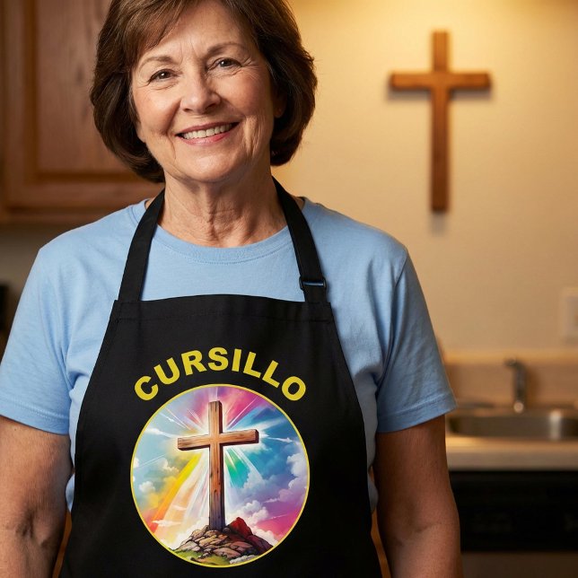 Cursillo Wood Cross With Rainbow and Clouds Apron (Creator Uploaded)