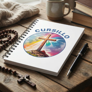 Cursillo Wood Cross With Rainbow and Clouds Notebook