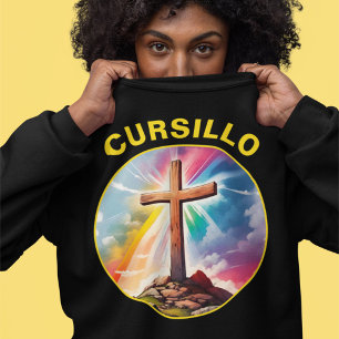 Cursillo Wood Cross With Rainbow and Clouds Sweatshirt