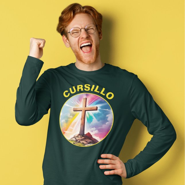 Cursillo Wood Cross With Rainbow and Clouds T-Shirt (Creator Uploaded)