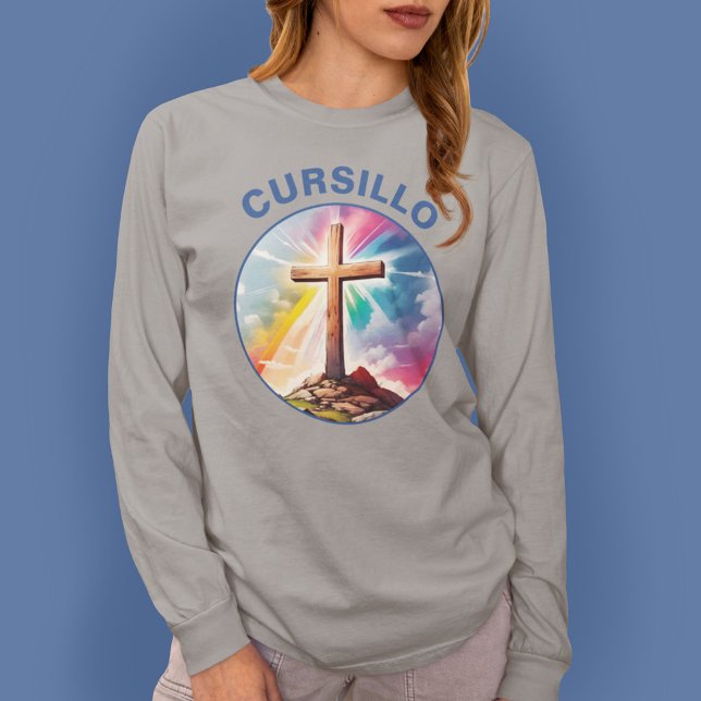 Cursillo Wood Cross With Rainbow and Clouds T-Shirt (Creator Uploaded)