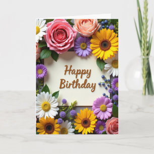 Cursive Birthday Bloom Card