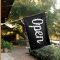 CURSIVE BLACK OPEN SIGN FLAG