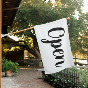 CURSIVE BLACK OPEN SIGN FLAG