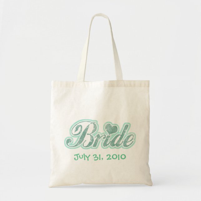 Cursive Bride Aqua Tote Bag (Front)