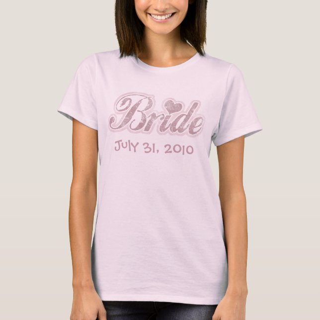 Cursive Bride Pink Melange Ringer T-Shirt (Front)
