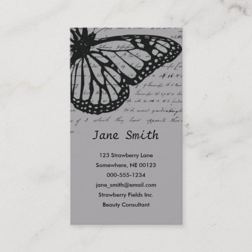 Cursive Butterfly Business Card