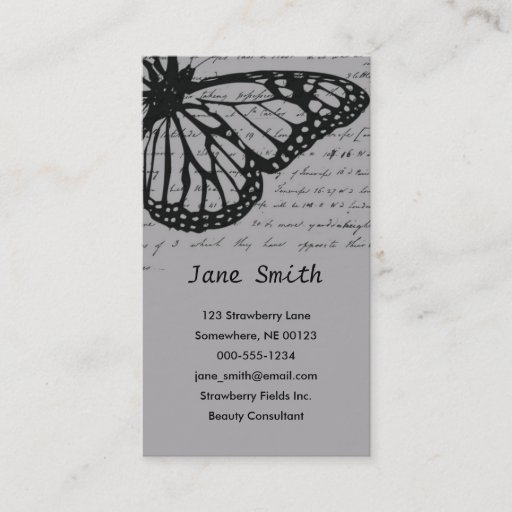 Customizable Cursive Butterfly Business Card