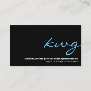 Cursive Cyan Monogram Business Card