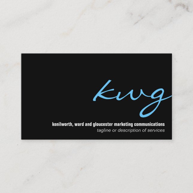 Cursive Cyan Monogram Business Card (Front)