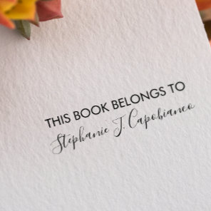 CURSIVE ELEGANT THIS BOOK BELONGS TO ADD YOUR NAME SELF-INKING STAMP