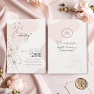 Cursive Floral 10th Anniversary Blush ID1168 Invitation