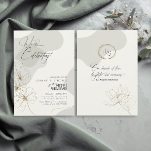 Cursive Floral 10th Anniversary Neutrals ID1168 Invitation