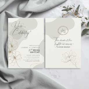 Cursive Floral 30th Anniversary Neutrals ID1168 Invitation