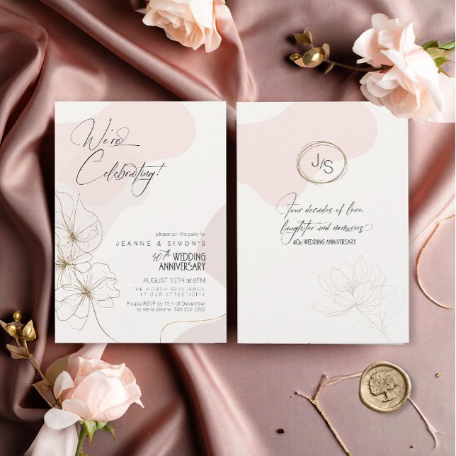 Cursive Floral 40th Anniversary Blush ID1168 Invitation (Creator Uploaded)