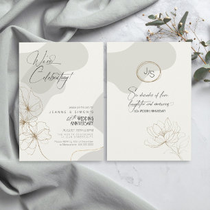 Cursive Floral 60th Anniversary Neutrals ID1168 Invitation