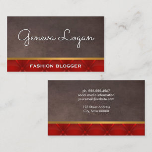 Cursive Font Brown Texture Red Upholstered Business Card